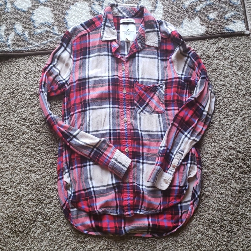 American Eagle Red and White Flannel